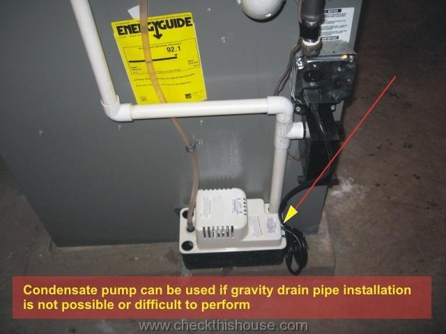 pump condensate hvac sump pumps drain water installation pipe furnace air pan leaking attic coil drip gravity run ac conditioner